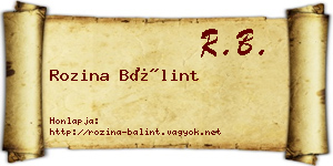 Rozina Bálint névjegykártya
